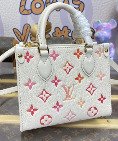 Fake LV Onthego Bb White - 1:1 premium replica handbag