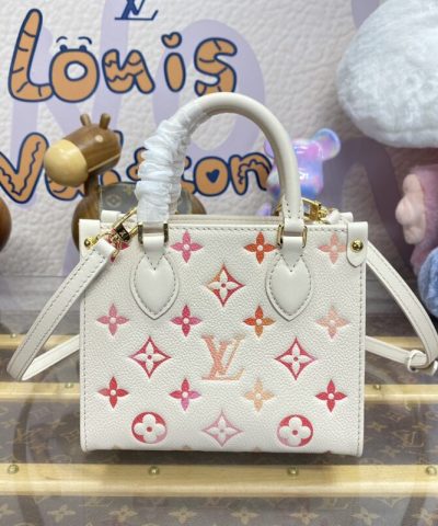 Fake LV Onthego Bb White - premium superclone handbag