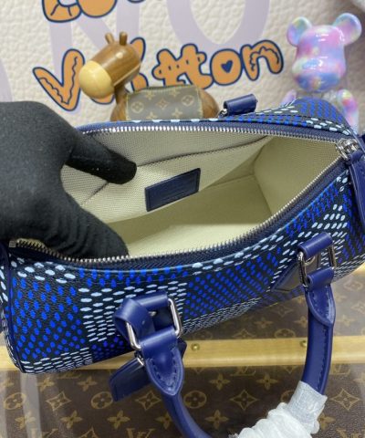 Replica Louis Vuitton Speedy Bandouliere 25 Blue Grid - affordable luxury replica bag