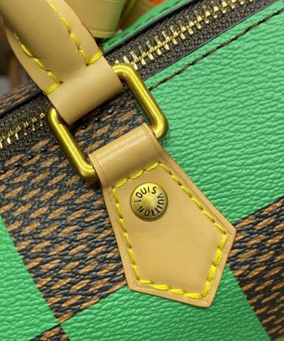 Fake Louis Vuitton Speedy 18 Green Grid - designer handbag clone