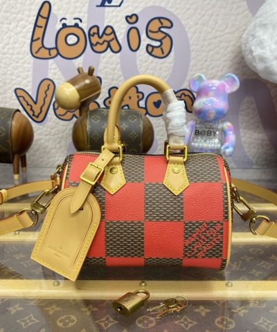 Replica Louis Vuitton Speedy 18 Red Grid - best quality fake designer bag