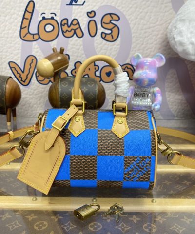 Fake Louis Vuitton Speedy 18 Blue Grid - top-grade luxury bag dupe