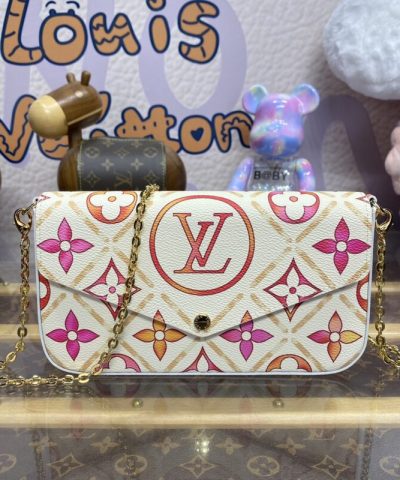 Replica Louis Vuitton Félicie Pochette White Orange Flowers - premium superclone handbag