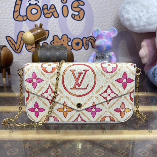 Replica Louis Vuitton Félicie Pochette White Orange Flowers - premium superclone handbag