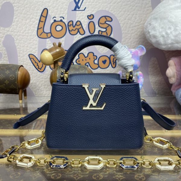 Replica Loius Vuitton Capucines Dark Blue - top-grade luxury bag dupe