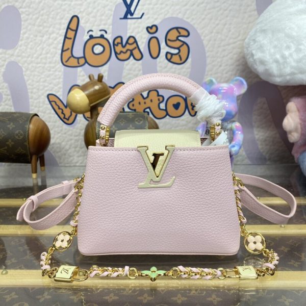 Replica Loius Vuitton Capucines Pink Beige - premium superclone handbag