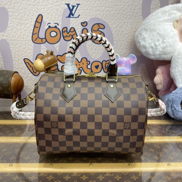 Replica Louis Vuitton Speedy 18 Kahverengi Grid - 1:1 premium replika çanta