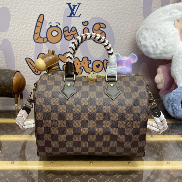Replika der Louis Vuitton Speedy Bandouliere 25 in Braun mit Karomuster – hochwertige Replika der Designerhandtasche