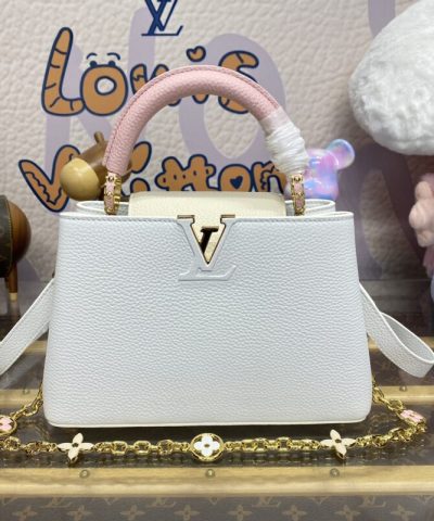 Replica Loius Vuitton Capucines White Pink - best quality fake designer bag