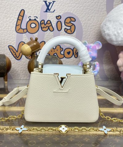 Fake Loius Vuitton Capucines Beige Blue - high-quality designer bag dupe
