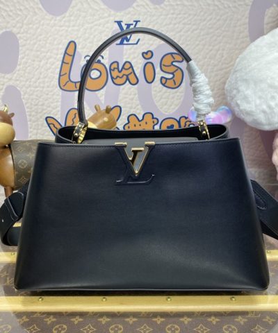 Fake Loius Vuitton Capucines Large Black Full - affordable luxury replica bag