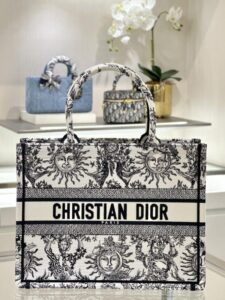 Fake Dior Tote Book Black&White Sun - 1:1 premium replica handbag