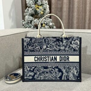 Fake Dior Tote Book Blue Tiger Leather - designer handbag clone