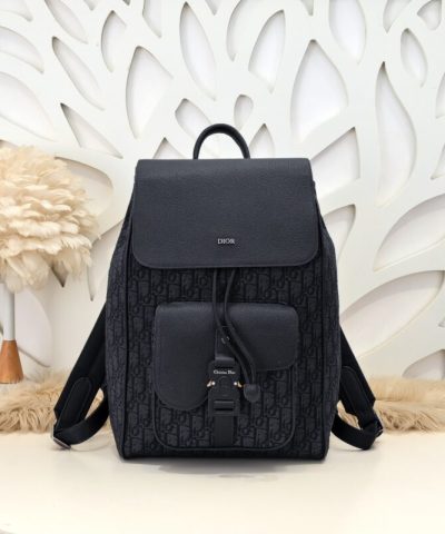 Replica Dior Saddle Backpack With Flap Black - ultra-realistic fake purse