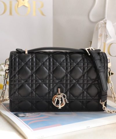 Fake My Dior Top Handle Bag Black - top-grade luxury bag dupe