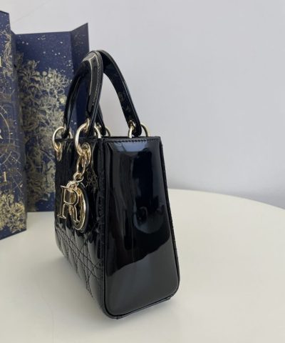 Replica Lady Dior Mini Black Patent - ultra-realistic fake purse