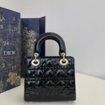 Replica Lady Dior Mini Black Patent - designer handbag clone