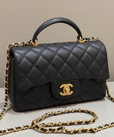 CHANEL CF 20 cm Handle Black - elite factory replica handbag
