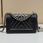 CHANEL Le Boy V Black - Silver - 1:1 premium replica handbag