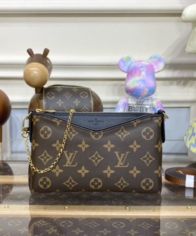 Fake Louis Vuitton Pallas Clutch Black - 1:1 premium replica handbag