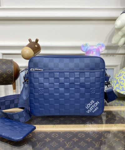 Fake Louis Vuitton Trio Messenger Blue Grid - high-end replica designer purse