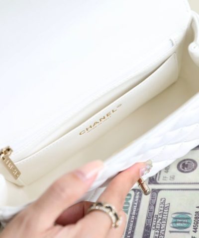 CHANEL CF 20 cm Handle White - top-grade luxury bag dupe
