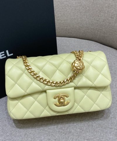CHANEL Camellia Flap Yellow - high-end replica designer purse