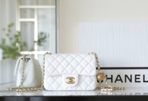 CHANEL CF 20 cm Golden Ball White - affordable luxury replica bag