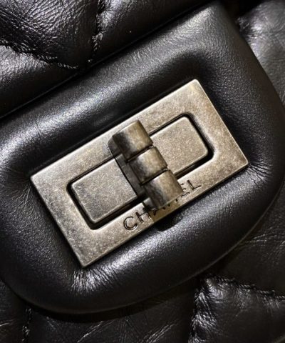 CHANEL 2.55 Bag Black Silver - elite factory replica handbag