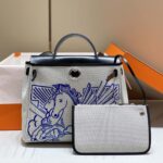 Replica Hermès Herbag 31Cm Blue Horse