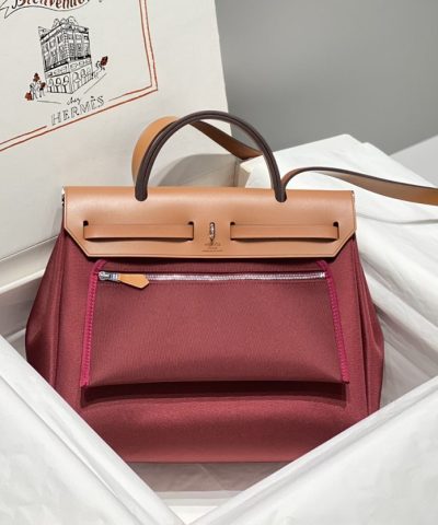 Fake Hermès Herbag 31Cm Bordeaux Red - top-grade luxury bag dupe