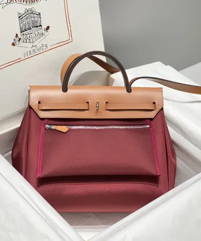 Fake Hermès Herbag 31Cm Bordeaux Red - top-grade luxury bag dupe