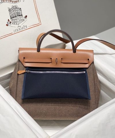 Replica Hermès Herbag 31Cm Brown Plaid - top-grade luxury bag dupe