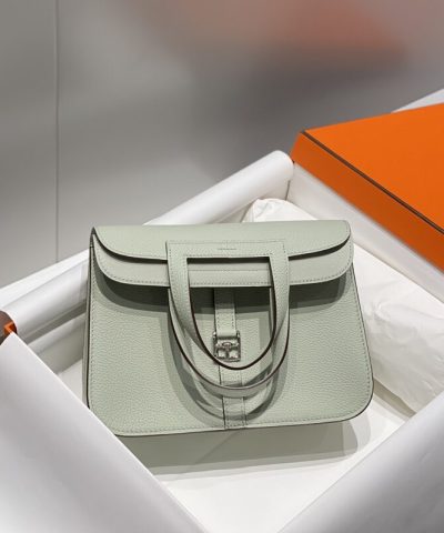 Fake Hermès Halzan Light Green - top-grade luxury bag dupe