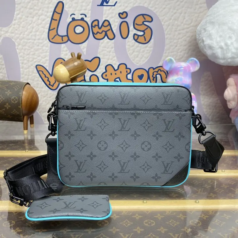 Fake Louis Vuitton Trio Messenger Grey&Tiffany - elite factory replica handbag