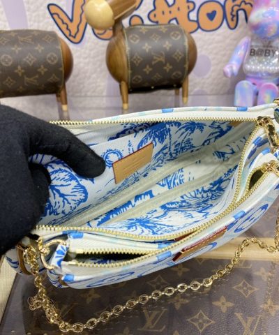 Fake Louis Vuitton Multi Pochette Accessoires White Blue - high-end replica designer purse