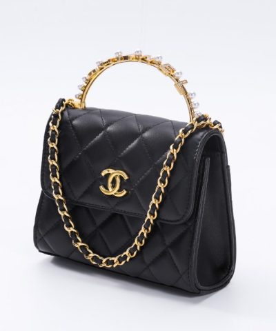 CHANEL 23B Pearl Black Handle Bag - best quality fake designer bag