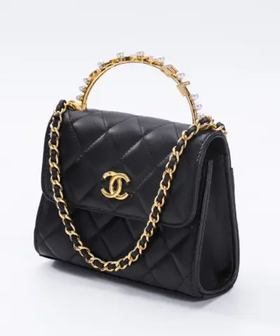 CHANEL 23B Pearl Black Handle Bag - best quality fake designer bag