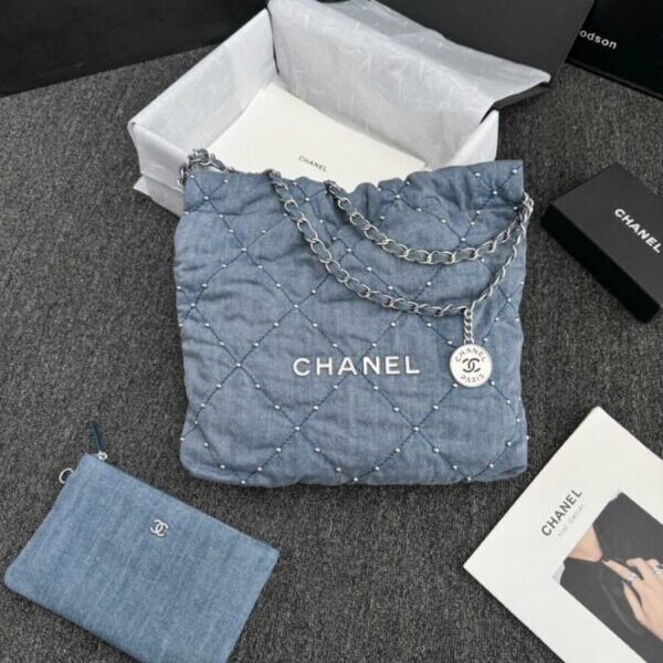 CHANEL 22 Small Handbag Denim - top-grade luxury bag dupe
