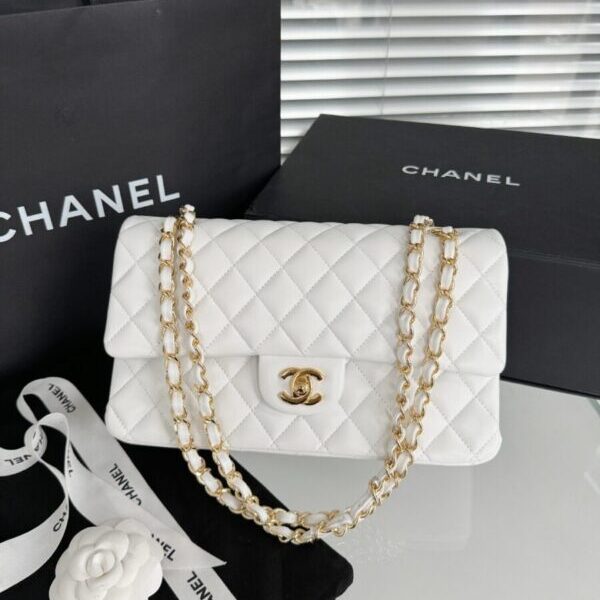 CHANEL Classic Flap 25cm White - high-quality designer bag dupe