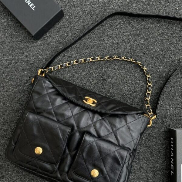 CHANEL 24p Postman Bag Small Black - top-grade luxury bag dupe