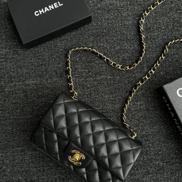 CHANEL Classic Flap 20cm Black Caviar - top-grade luxury bag dupe