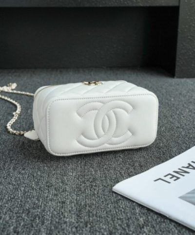 CHANEL 24s Pearl Handle Box White - best quality fake designer bag
