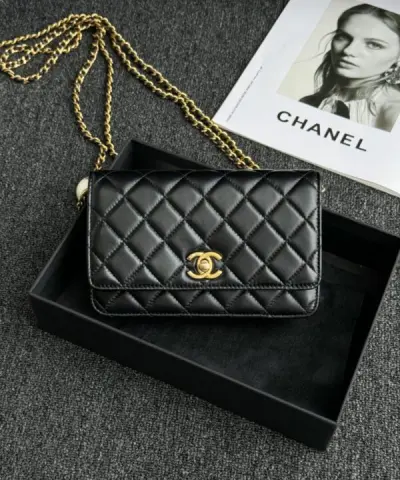 CHANEL 24s Double Pearl Woc Black - 1:1 premium replica handbag