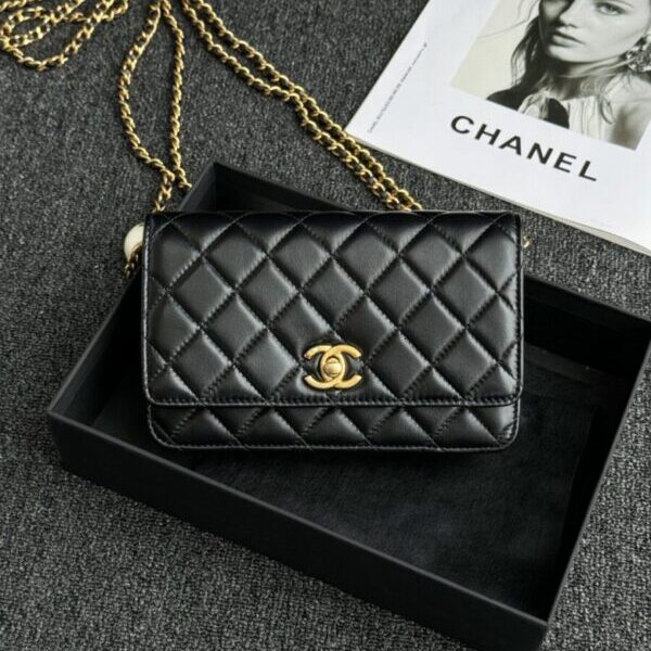 CHANEL 24s Double Pearl Woc Black - 1:1 premium replica handbag