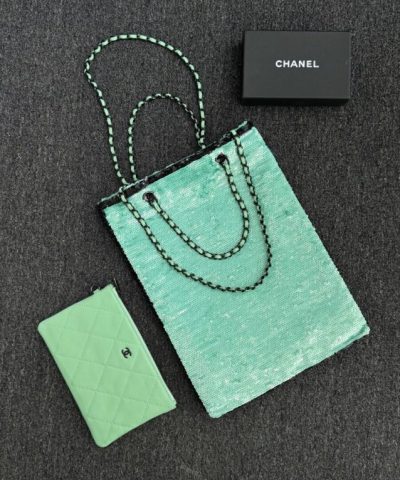 CHANEL Sequin Shoulder Bag Green - 1:1 premium replica handbag