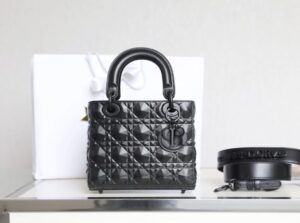 Fake Lady Dior Ultramatte Black Grid Abc - elite factory replica handbag