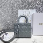 Replica Lady Dior Ultramatte Grey Grid Abc - borsa a mano superclone premium