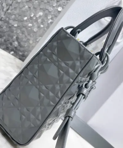 Replica Lady Dior Ultramatte Grey Grid Abc - high-end replica designer purse