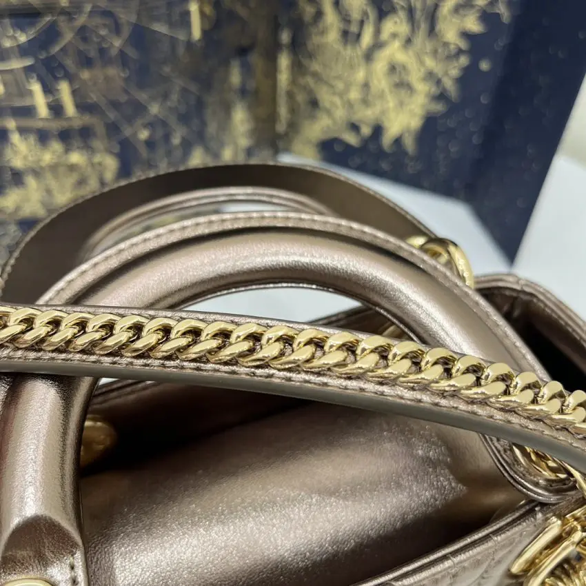 Replica Lady Dior Mini Golden – Tone Metallic - best quality fake designer bag